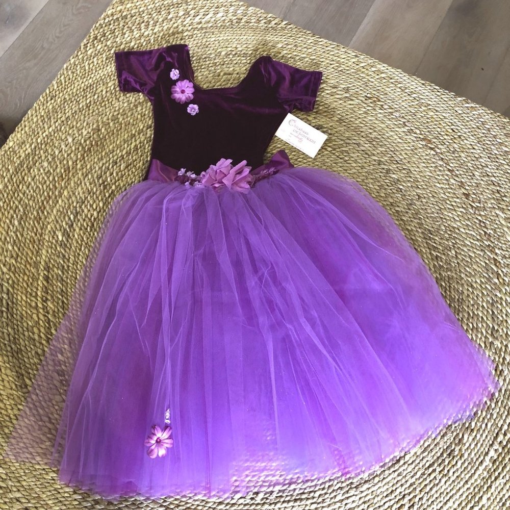 New Violet Purple Leotard & Tutu by Childhood Enchantment Medium Floral Ribbon M